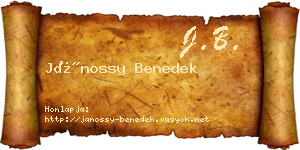 Jánossy Benedek névjegykártya